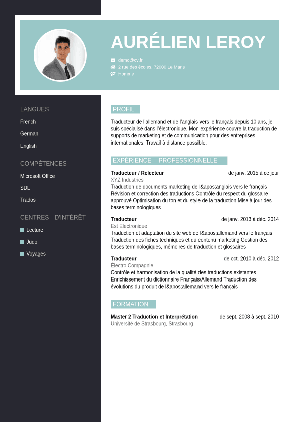 Exemple De Cv De Traducteur Cv Fr