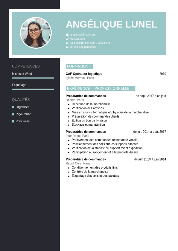 Exemple De Cv Pour Un Pr Parateur De Commandes Cv Fr